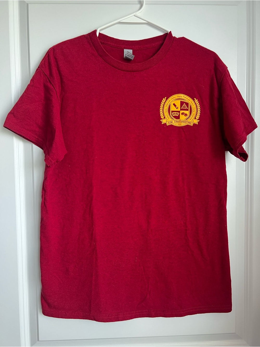 Gildan Red Short Sleeve Tee with Yellow Crest Logo